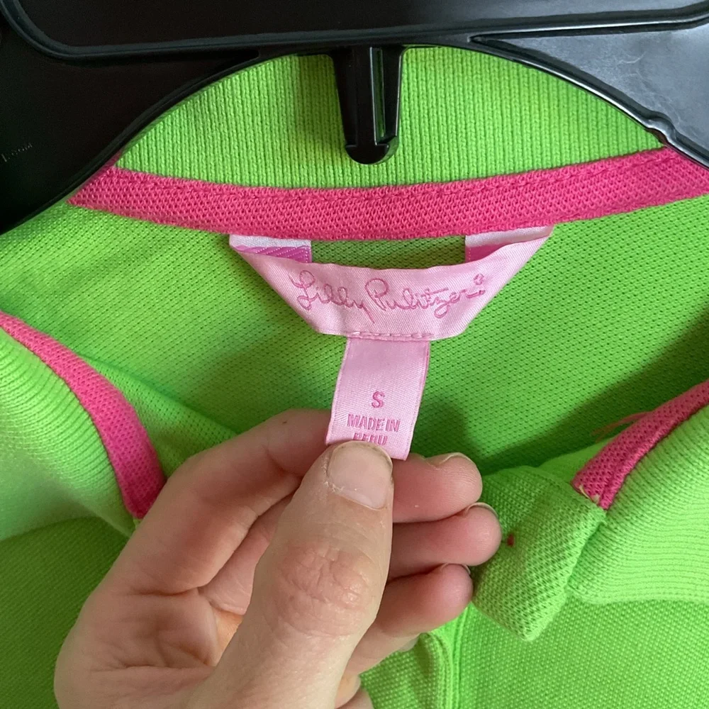 Lily Pulitzer Womens Small‎ Lime Green Island Polo Shirt Top Pima Cotton Golf - Picture 4 of 5